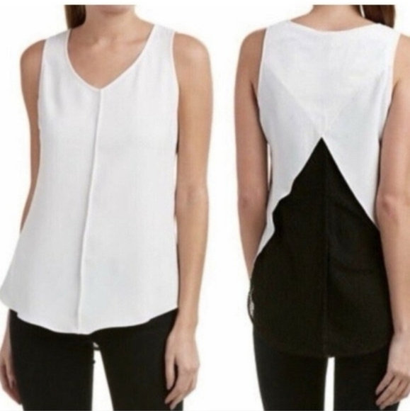 CAbi Domino sleeveless split back lace mesh under lay tank top womans sz S 3076 - Picture 1 of 13